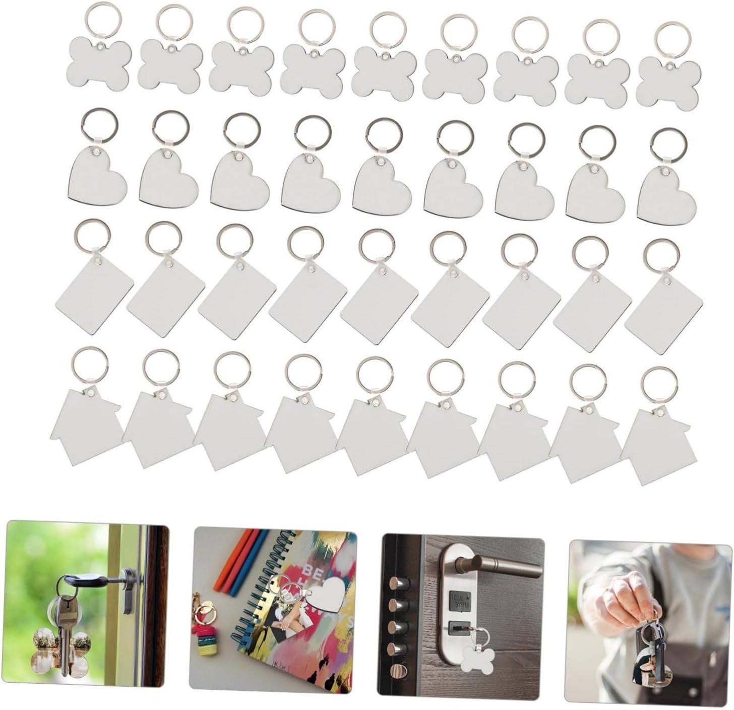 36pcs Sublimation Keychain Blanks for DIY Crafts and Custom Printing
