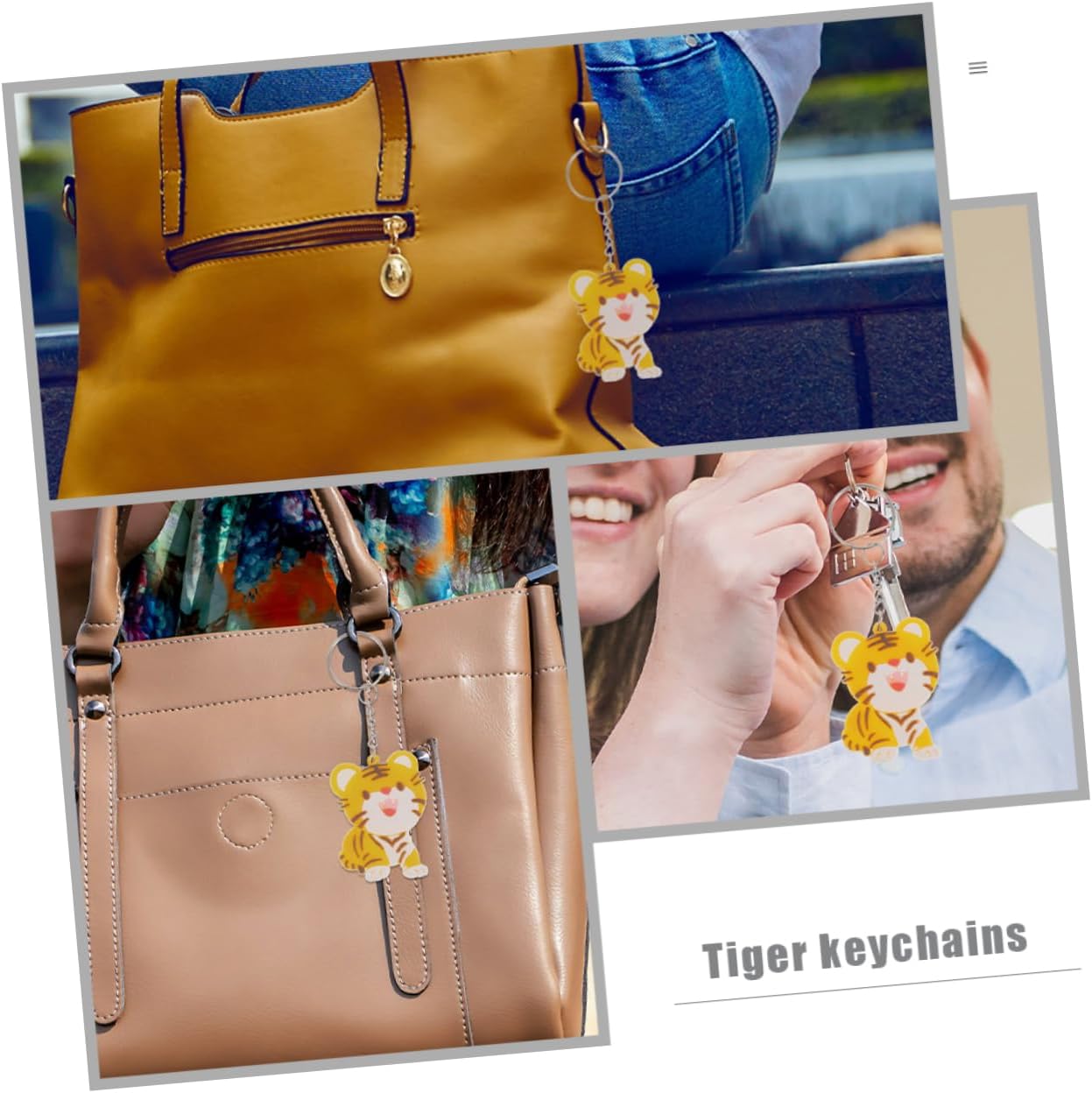 Vaguelly 30 Piece Adorable Cartoon Tiger Keychains