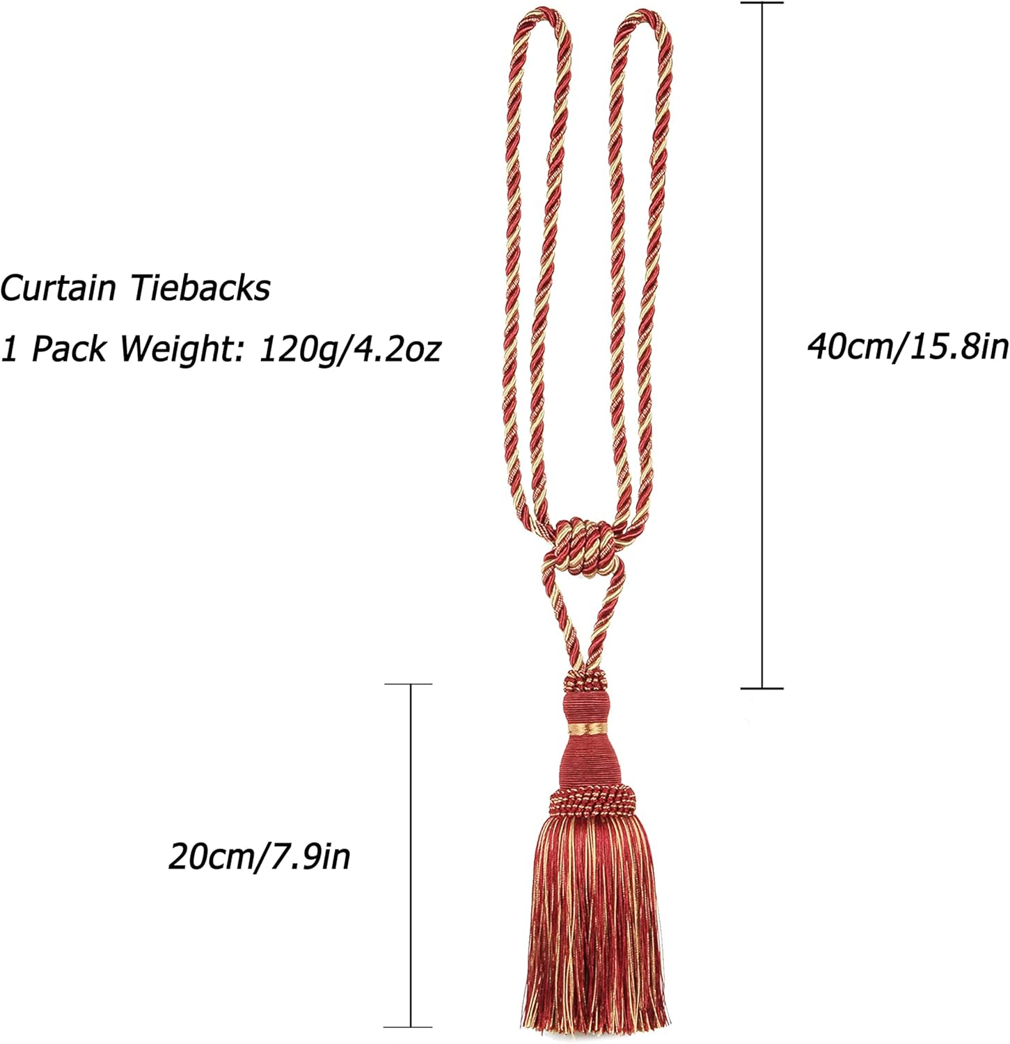 BEL AVENIR 2 Pack Tassel Curtain Tiebacks Holdbacks