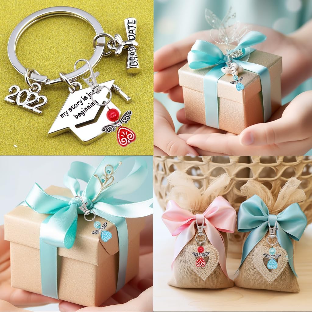 30 Pack Guardian Angel Keyrings Small Lucky Charms