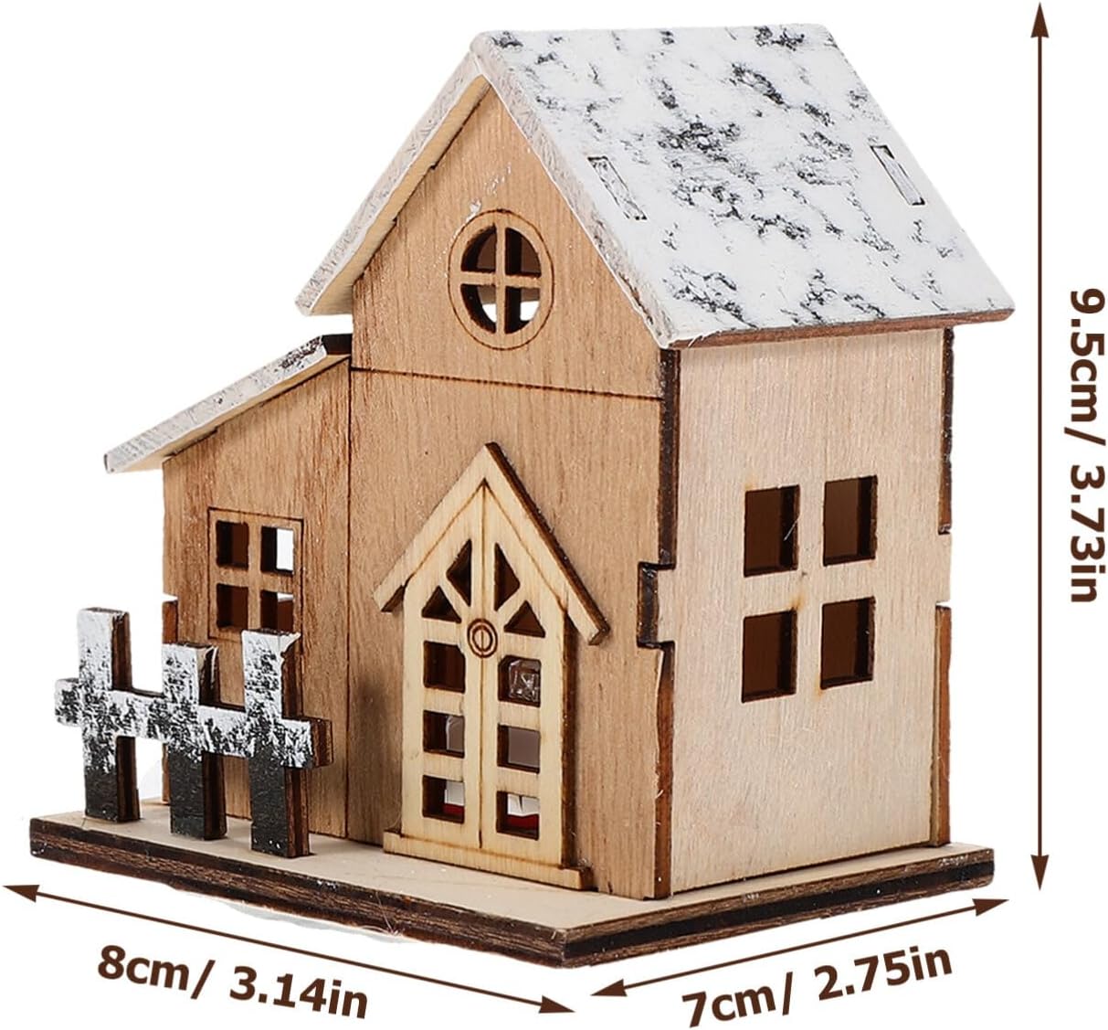 Uonlytech 2pcs Lighted Wooden Christmas Houses