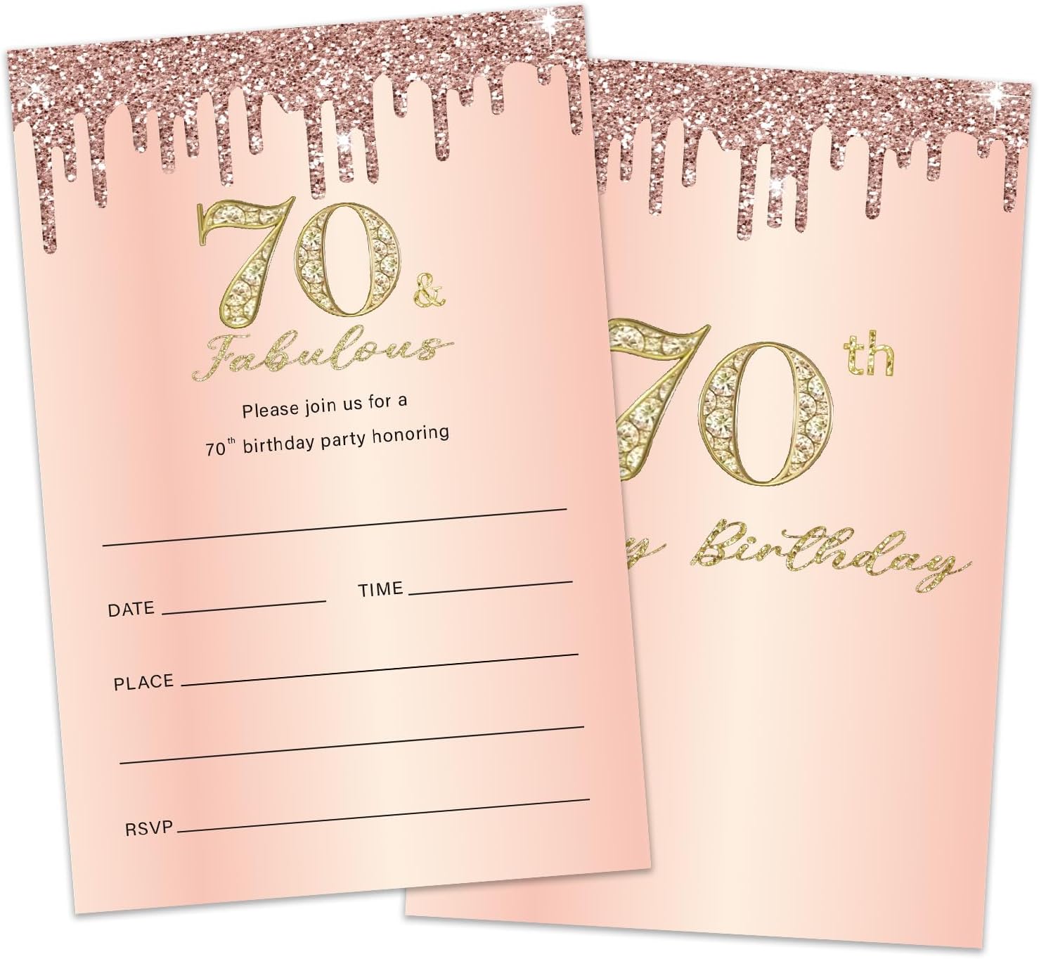 Rose Gold 70th Birthday Invitations for Women