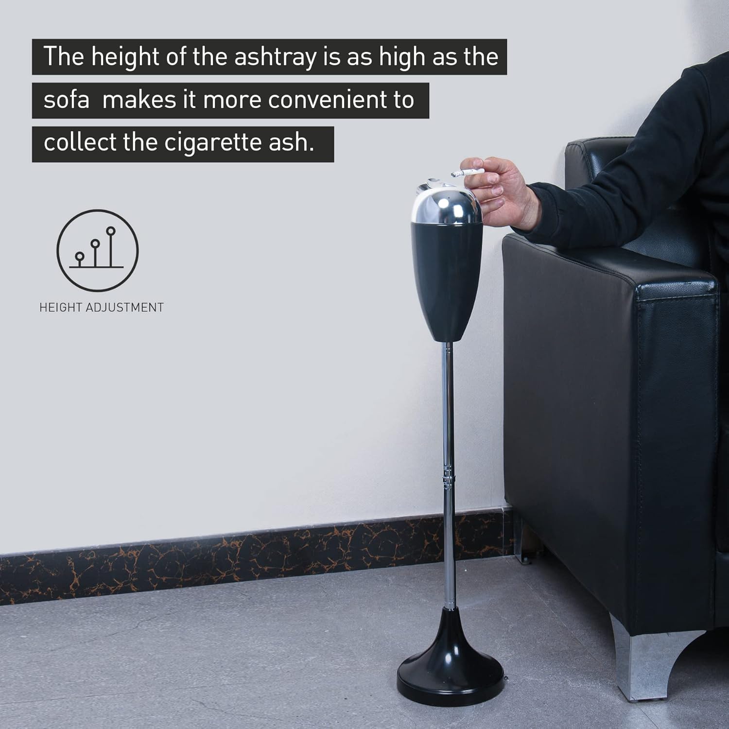 Adjustable Ashtray with Lid for Outdoor Use