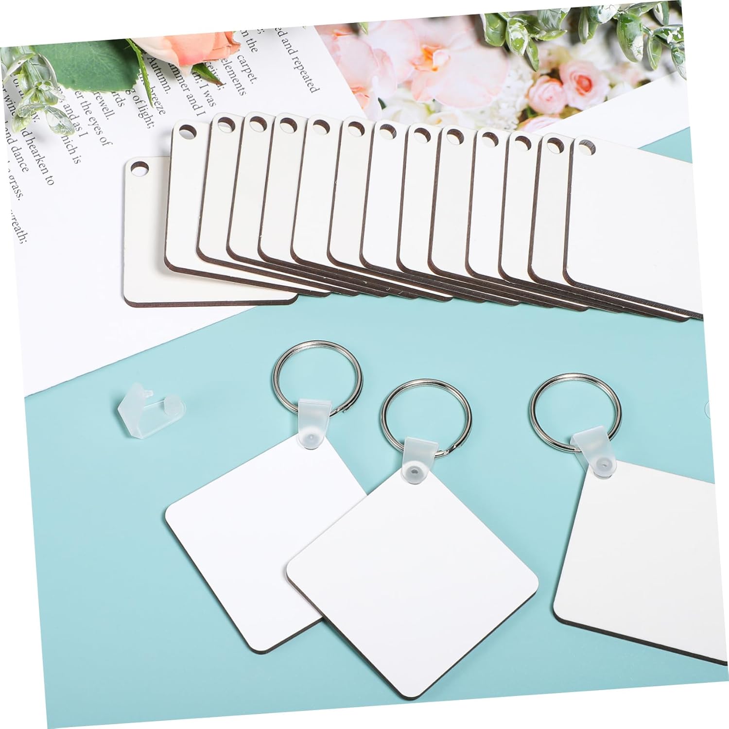 40Pcs Double Sided Sublimation Keyrings Blanks