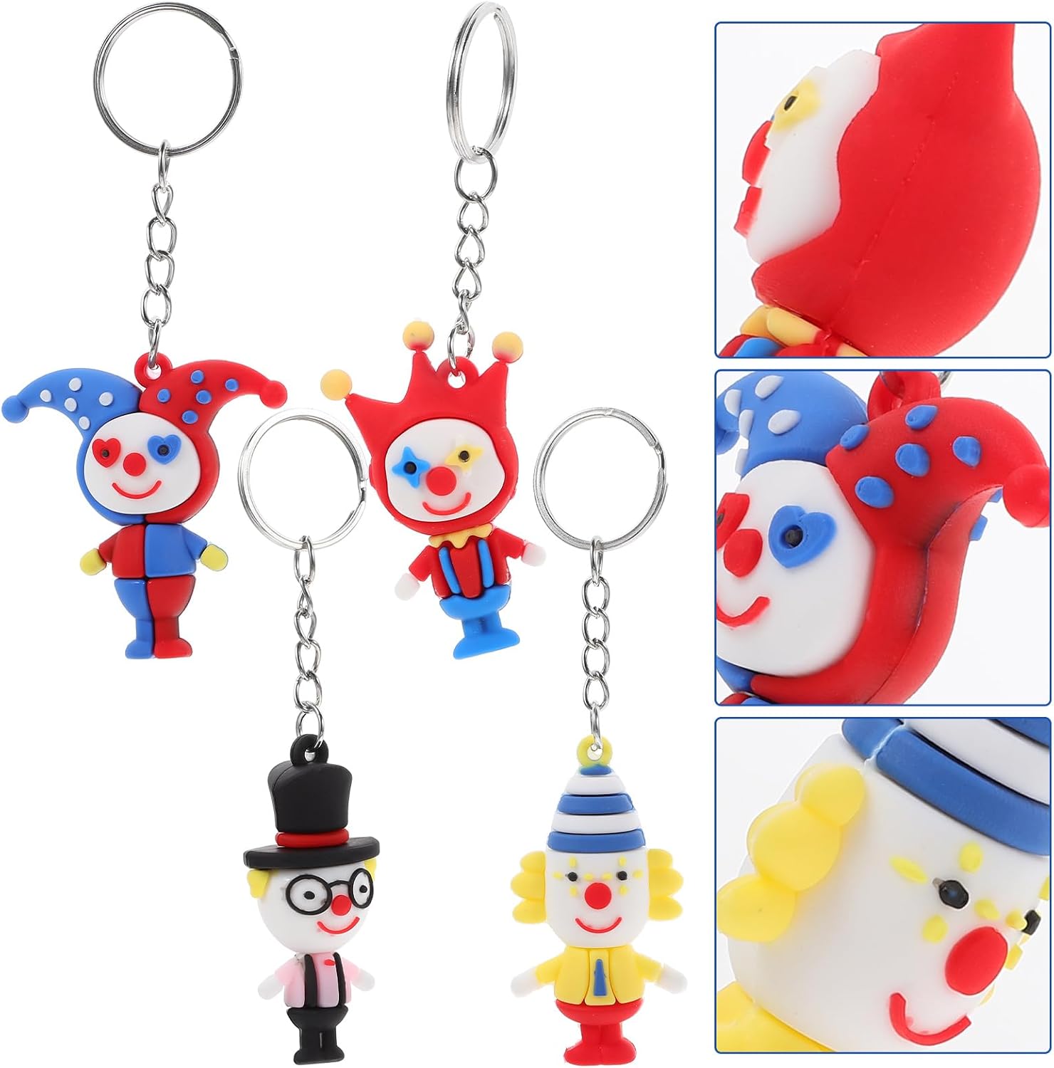 LOGOFUN 12 Pcs Crown Key Chains Resin Circus Cartoon Keyrings