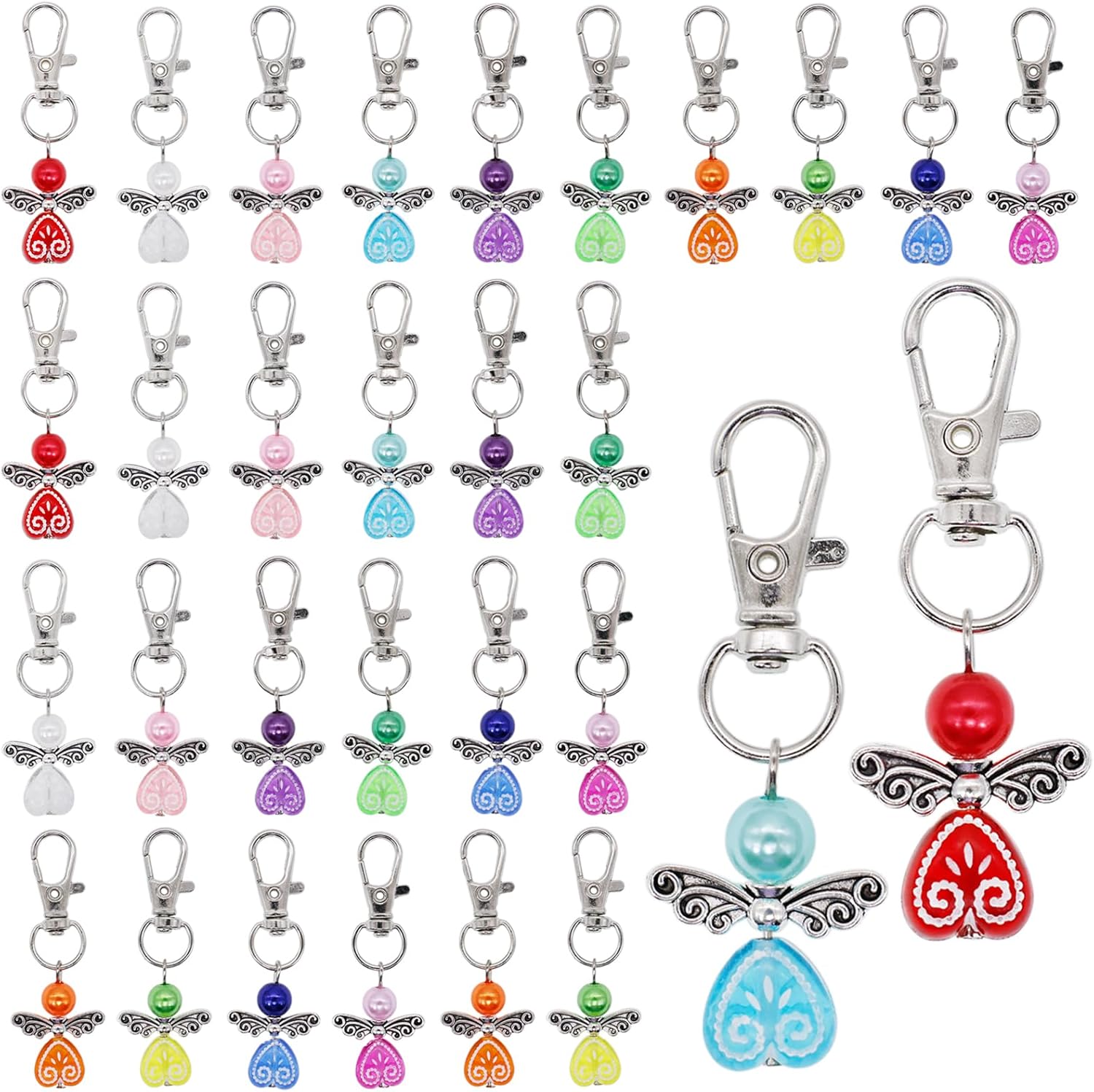 30 Pack Guardian Angel Keyrings Small Lucky Charms