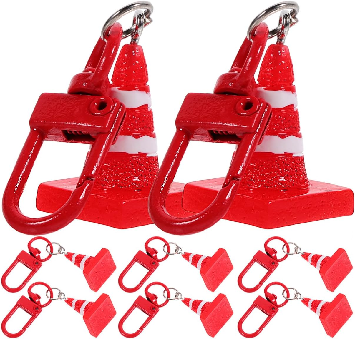 8Pcs Fun Traffic Cone Keychains - Vibrant Design