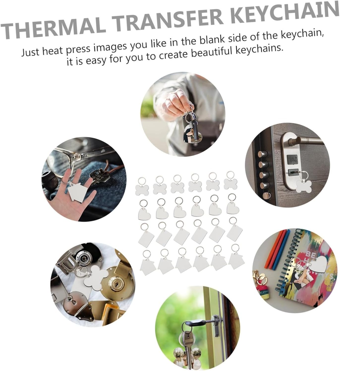 36pcs Sublimation Keychain Blanks for DIY Crafts and Custom Printing