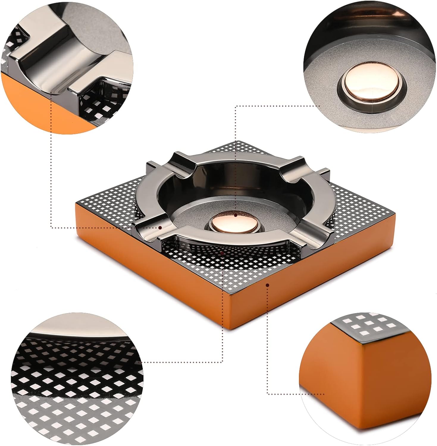 Stylish Metal Cigar Ashtray for Outdoor Use