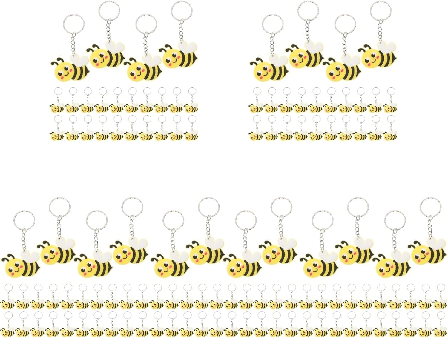 KESYOO 120 Piece Cartoon Bee Keychain Set