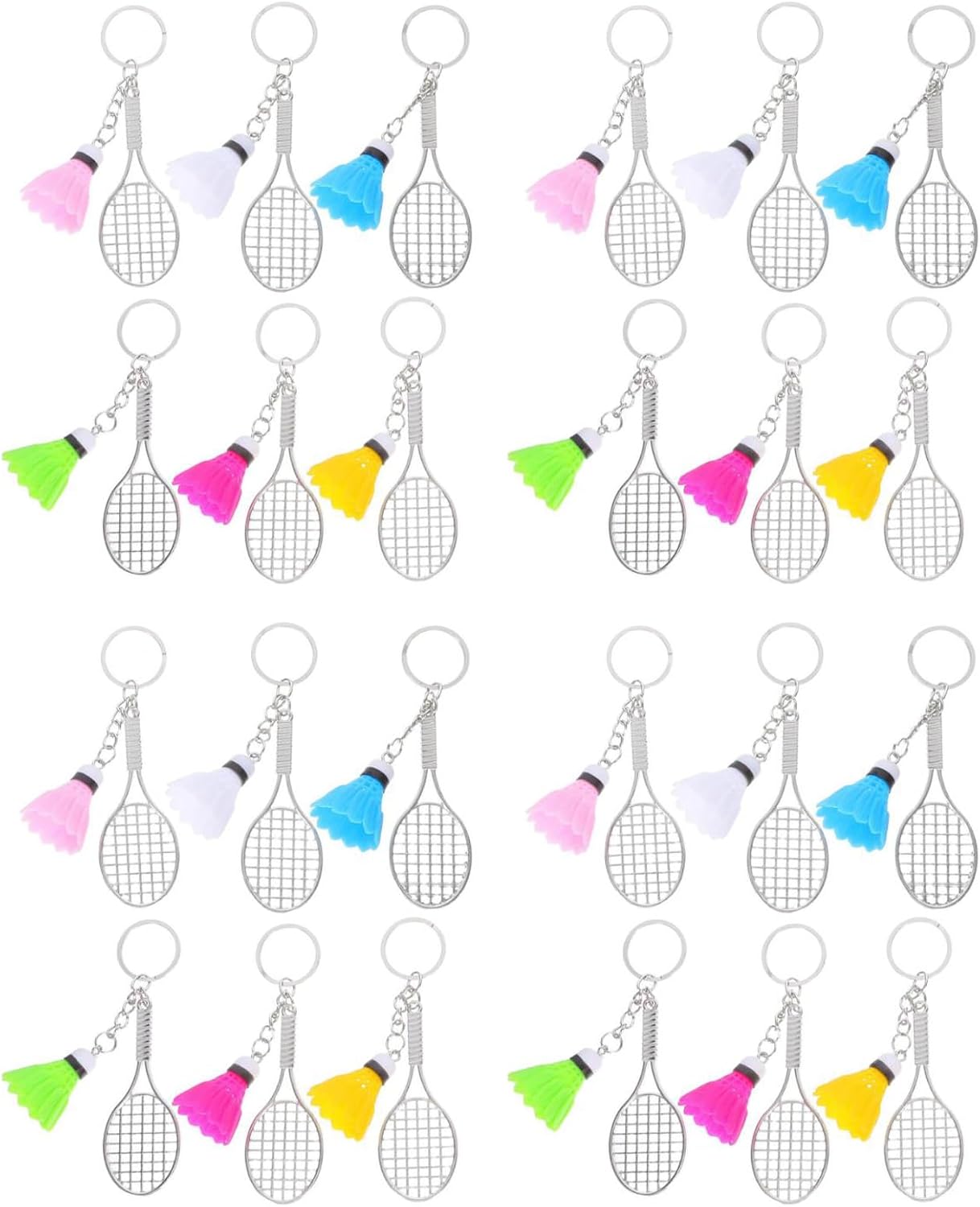 LUOZZY 24pcs Mini Alloy Badminton Keychain Charms