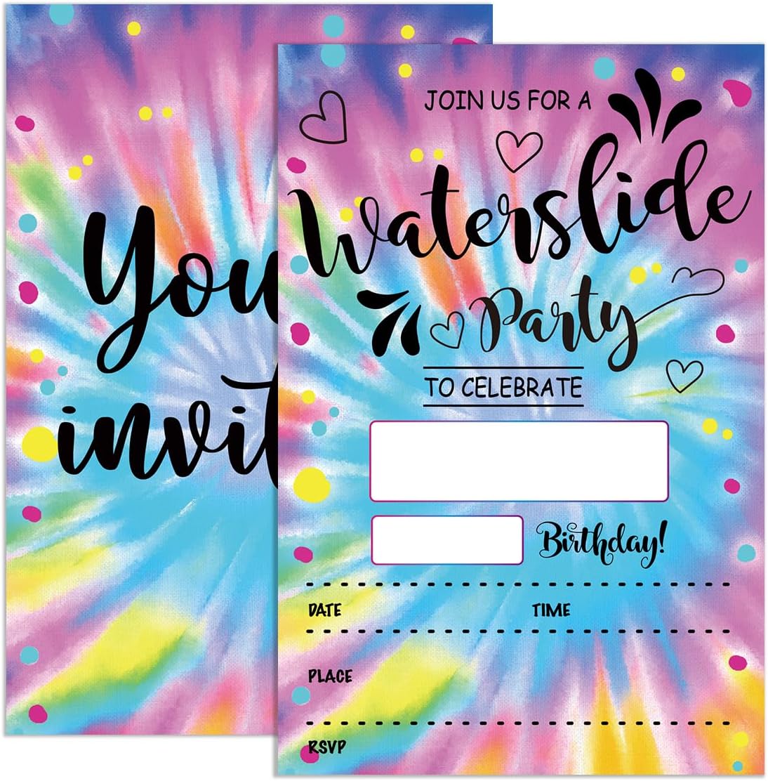Waterslide Birthday Invitations Set of 20 with Envelopes