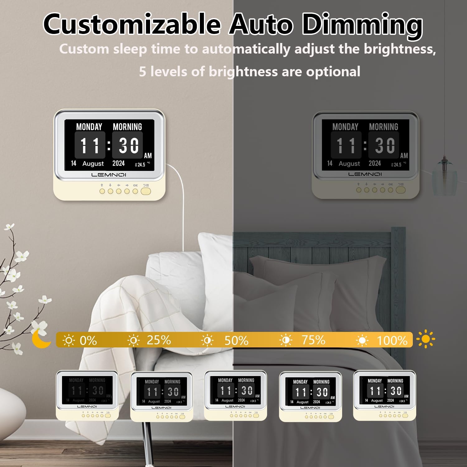 Dementia Clock with 15 Alarms and Customizable Display Modes