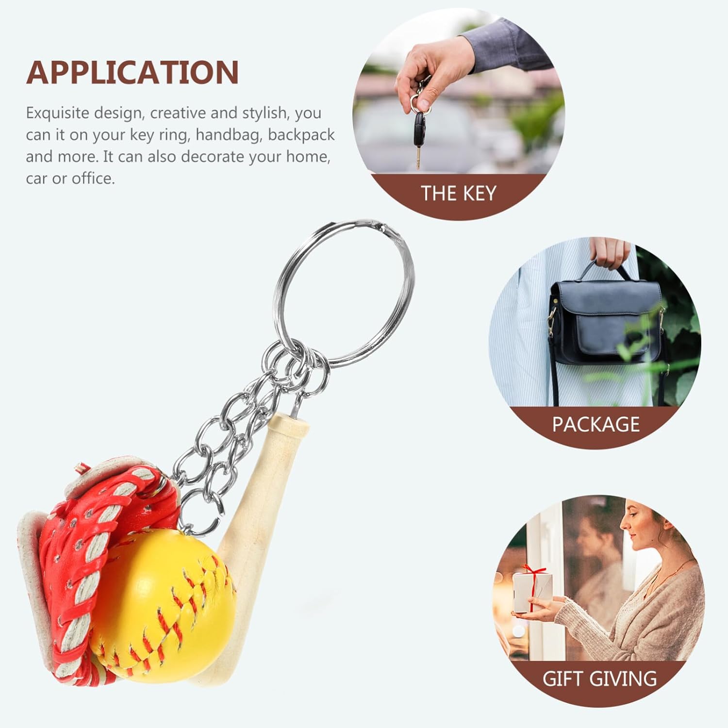 6pcs Softball Keychains for Sports Fans