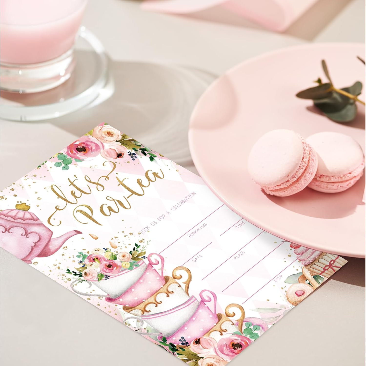 Whaline 25 Pack Tea Party Invitations 5x7 Inch