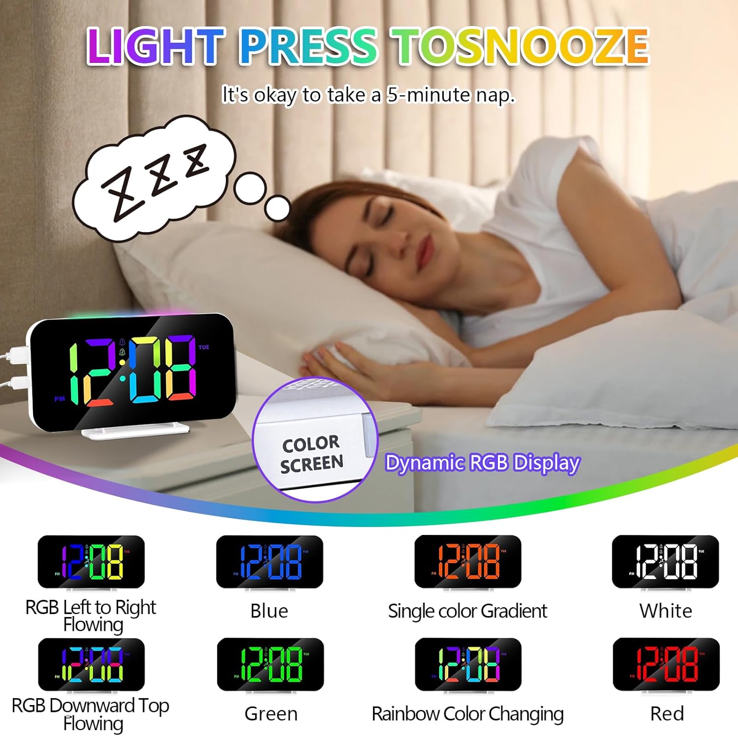 LED Digital Alarm Clock with Night Light and Dual Alarm