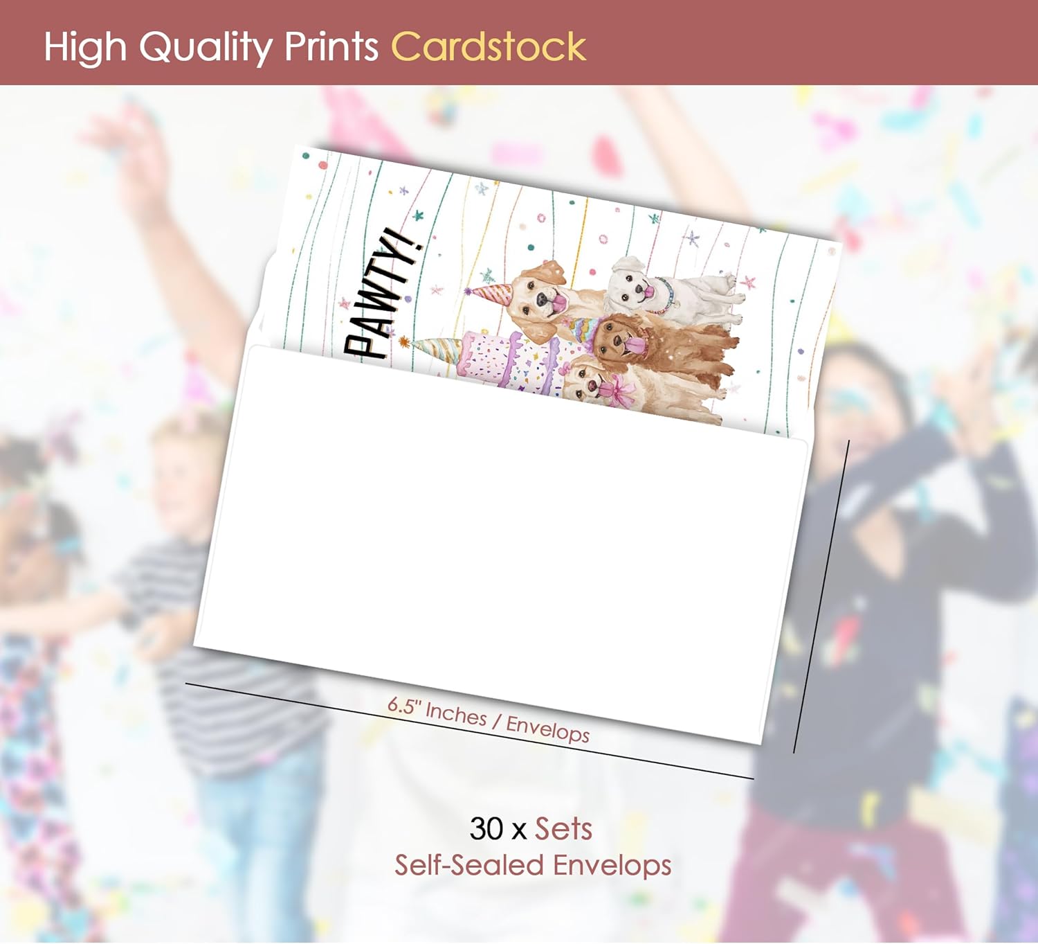 VAVINCI Pets Birthday Party Invitations 30 Sets with Envelopes