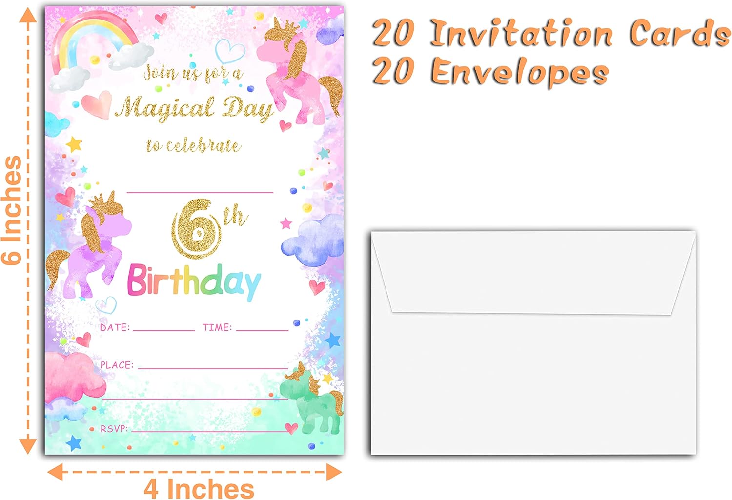 Magical Day Birthday Invites 20 Count With Envelopes