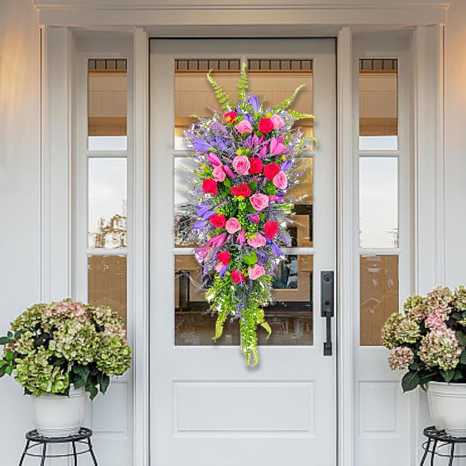 Floral Swag Teardrop Wreath Spring Summer Decor