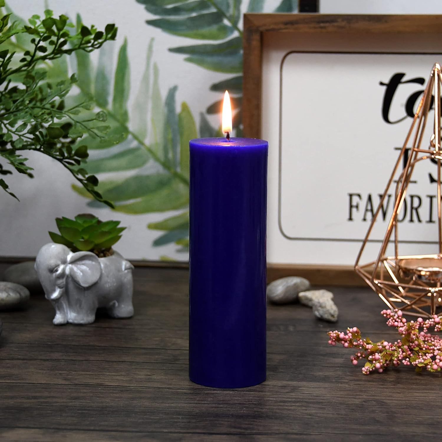 6 Inch Blue Pillar Candle for Home Dcor