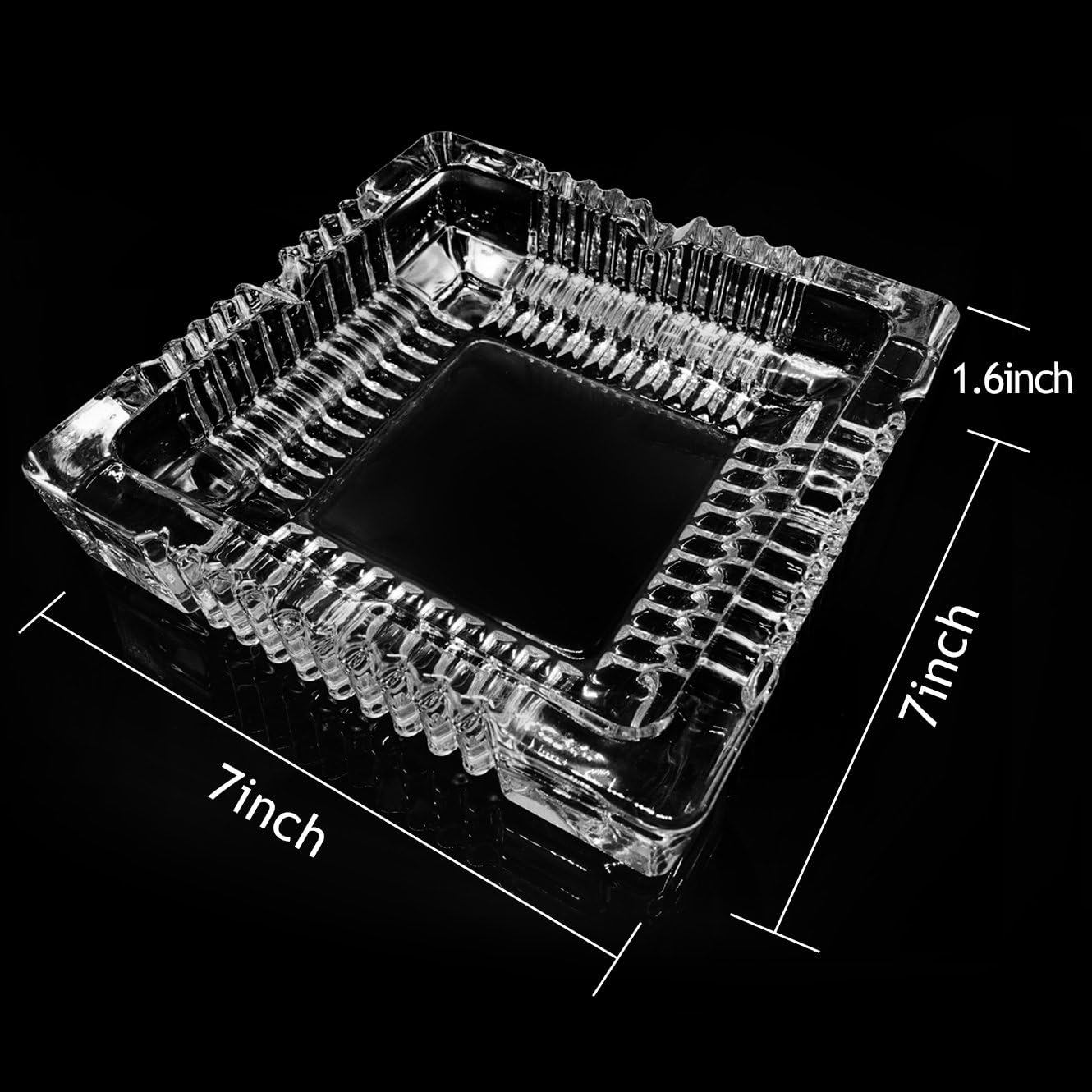 KUCEMO 7x7 Inch Square Glass Ashtray