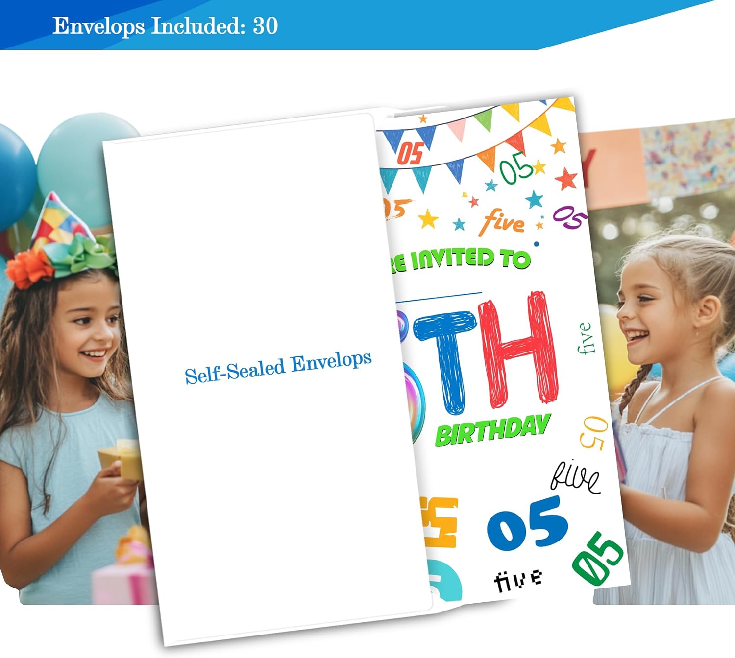 5th Birthday Invitations 4x6 Inches 30 Sets