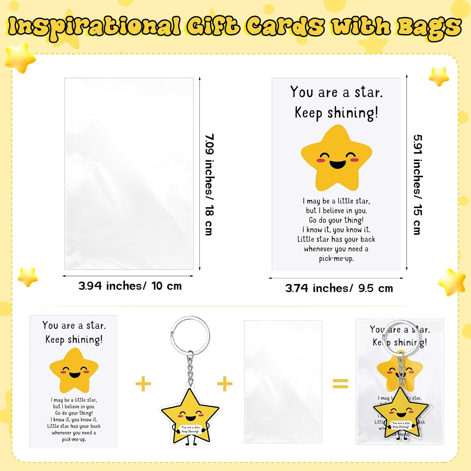 60 Sets Youre a Star Keychains with Cards Back to School Student Gifts