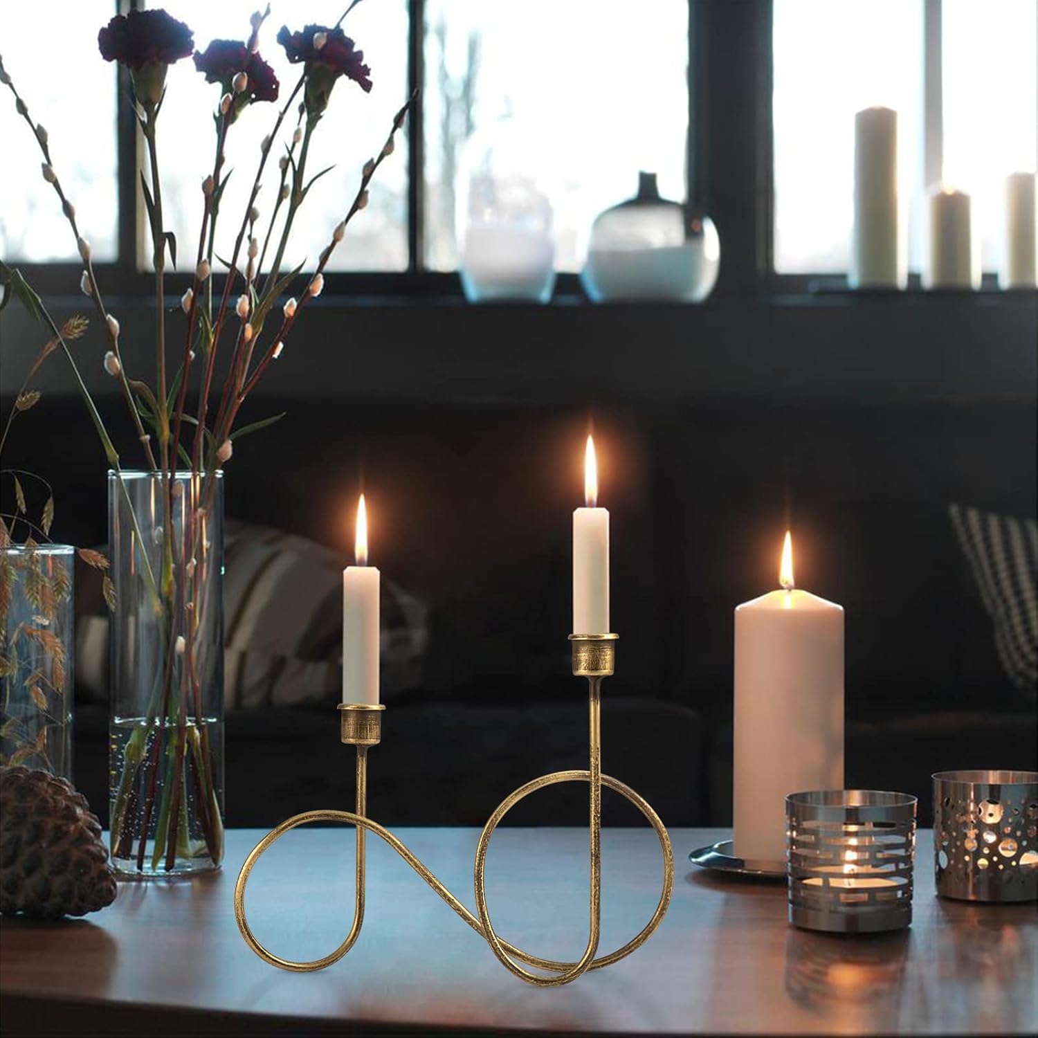 Twisted Brass Candlestick Holder for Table Decoration