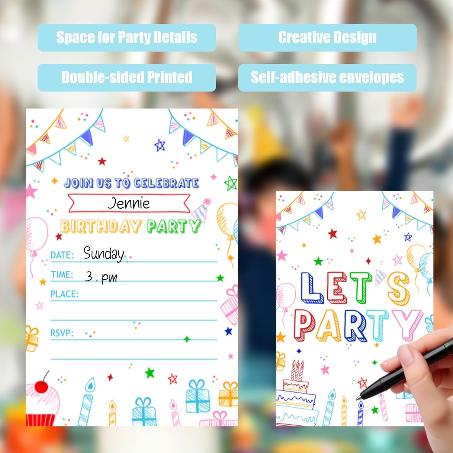 Simple Lets Party Birthday Invitations for Girls 30Pcs 4x6 Inches