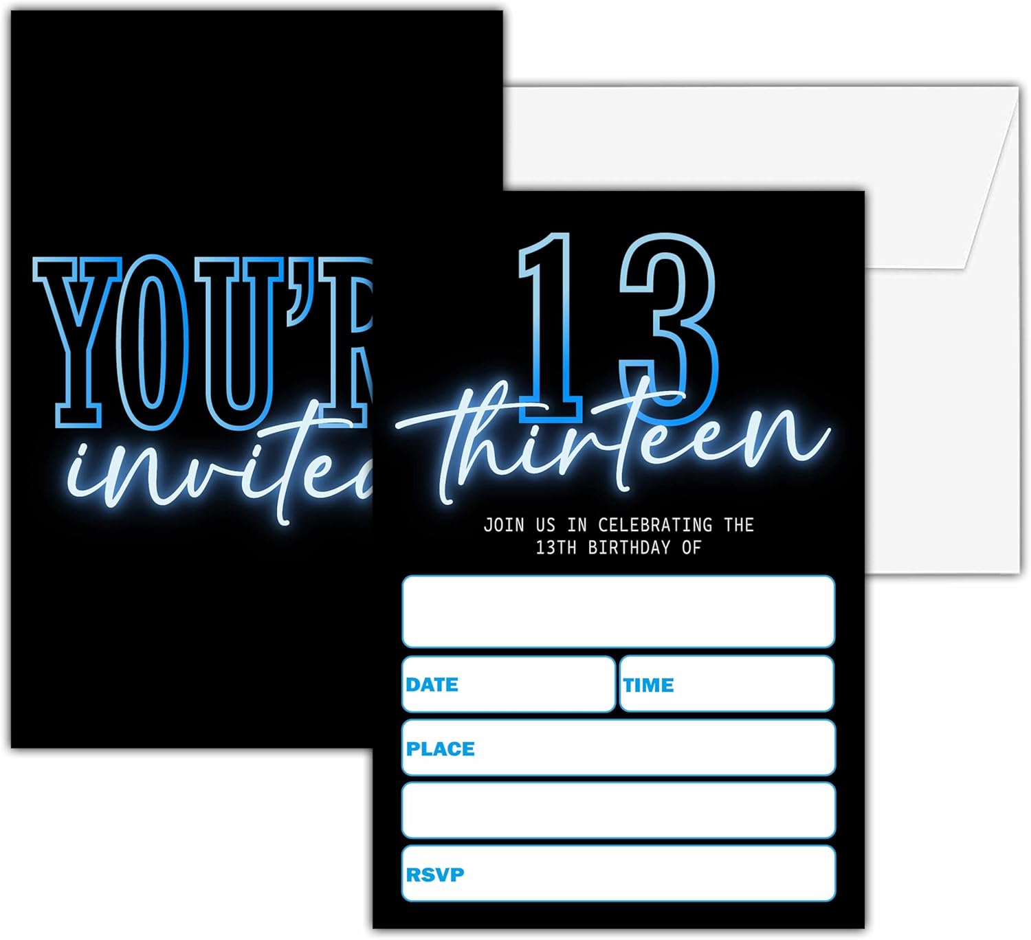 Neon Birthday Invitations for Boys 25 Double Sided Cards