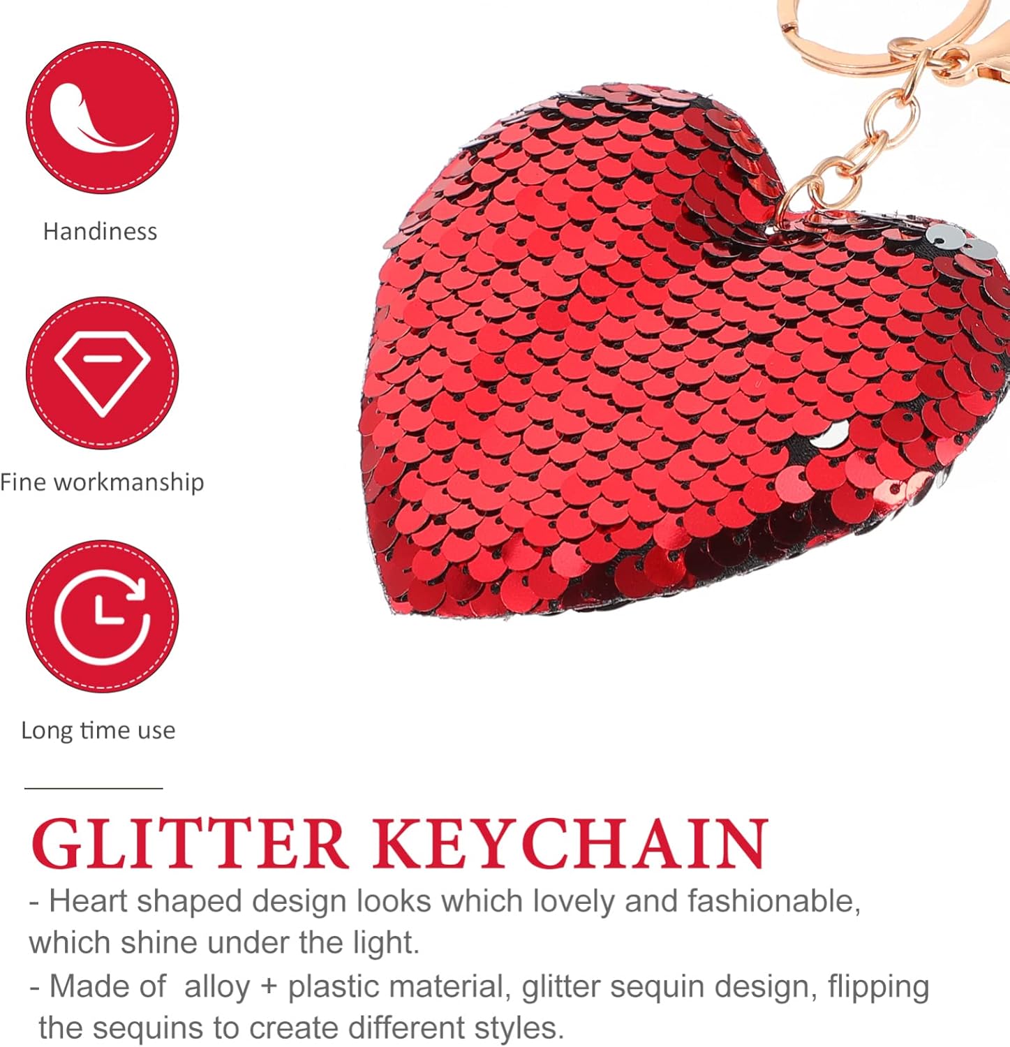 24pcs Heart Shaped Glitter Keychains for Valentines Day and Special Occasions