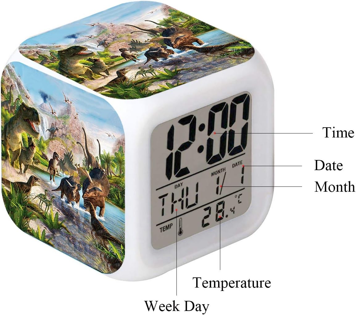 LED Alarm Clock Dinosaur Jurassic Design for Kids and Adults