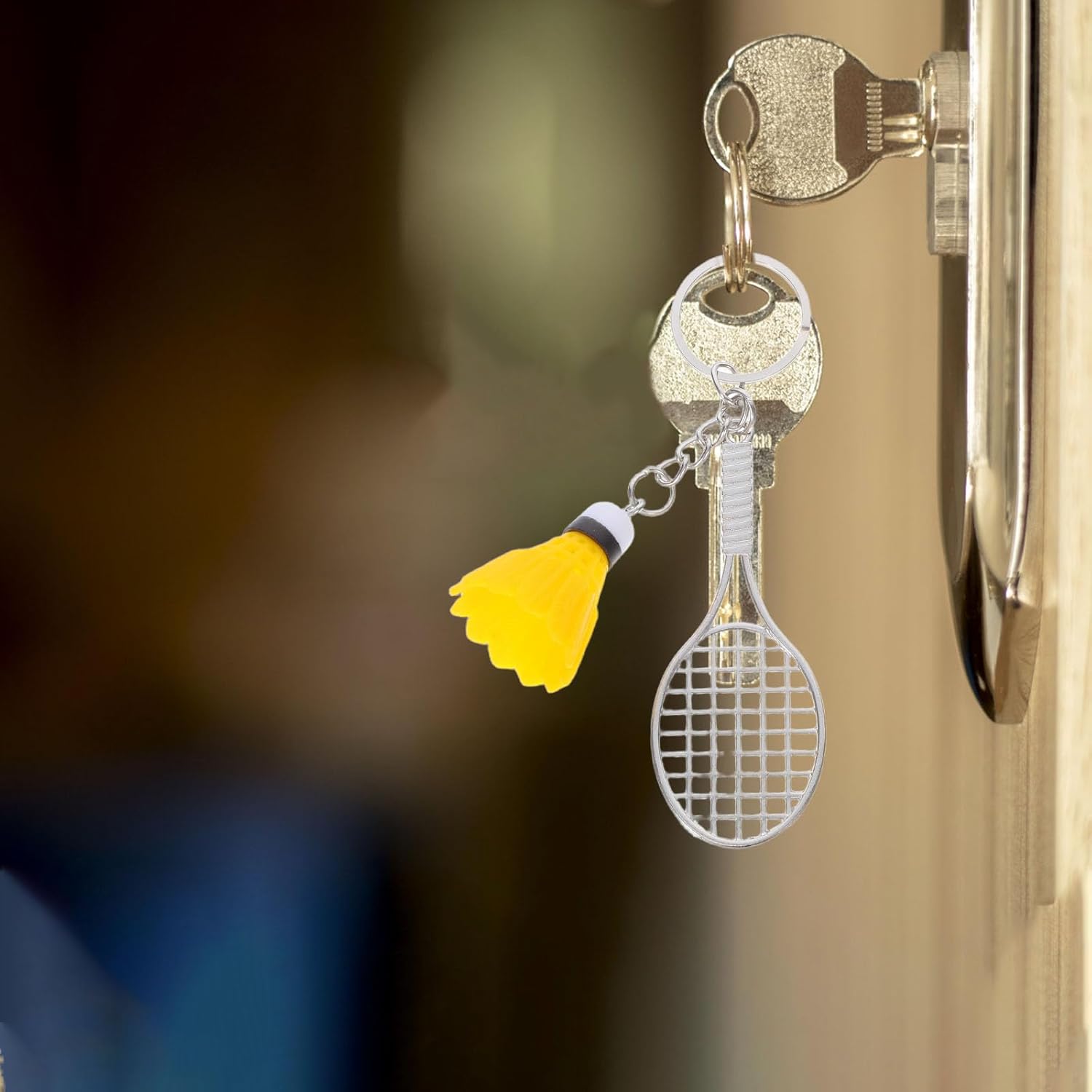 12pcs Mini Alloy Badminton Keychain with Shuttlecock Pendant