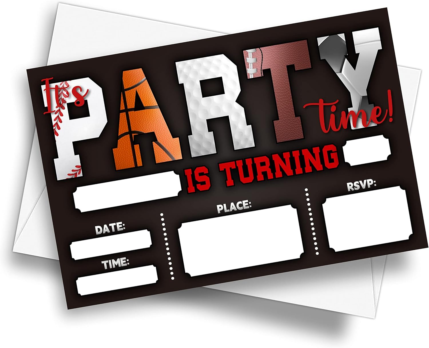 DETIHO 4x6 Sports Birthday Party Invitations 20 Sets