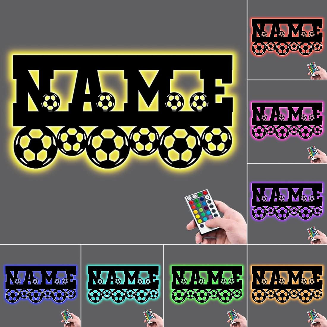 Personalized Football Wall Art with LED Light