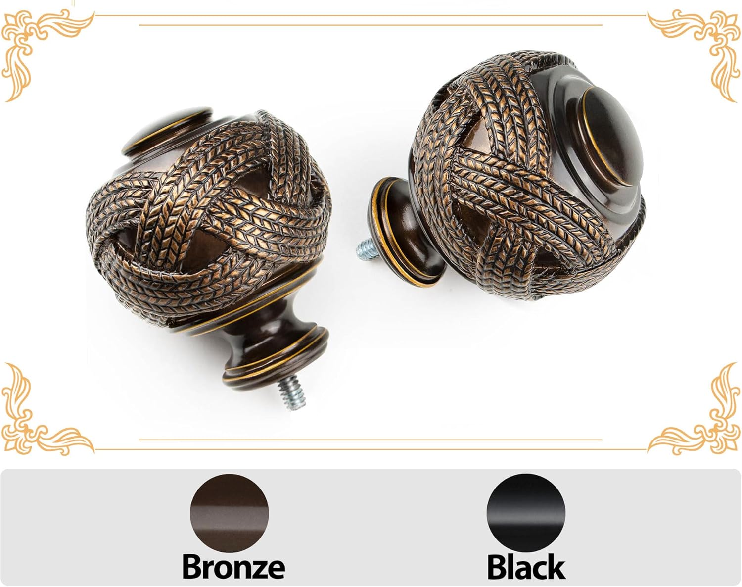 USFOOK Bronze Curtain Rods 32-58 Inches Splicing Design