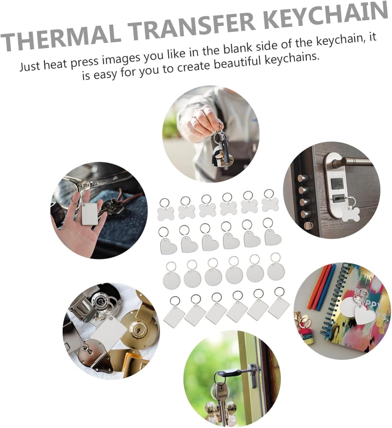 36pcs Sublimation Keychain Set for Heat Transfer