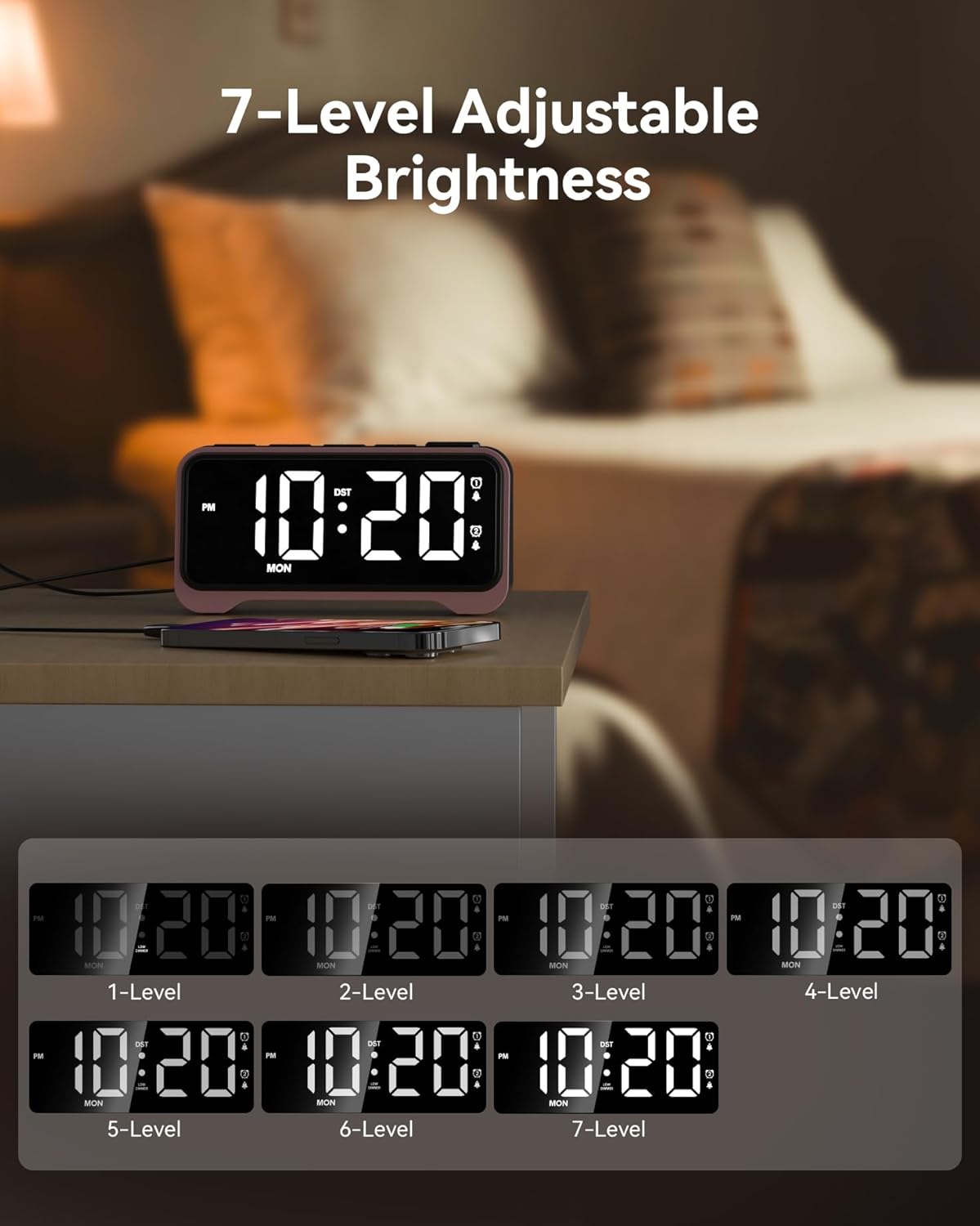 Kids Alarm Clock with RGB Night Light and Dual Alarm