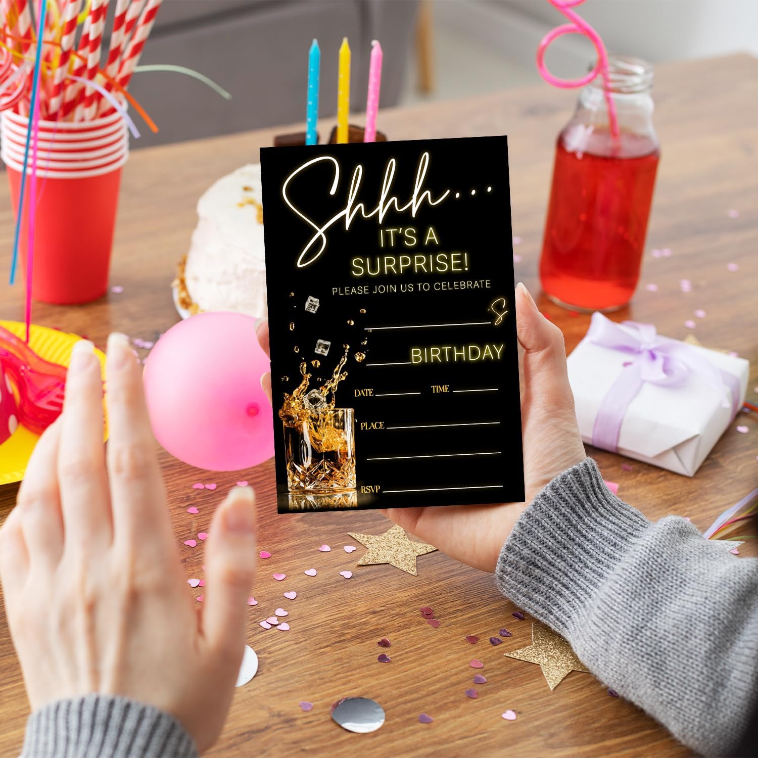 Shhh Its A Surprise Birthday Party Invitation Cards Set