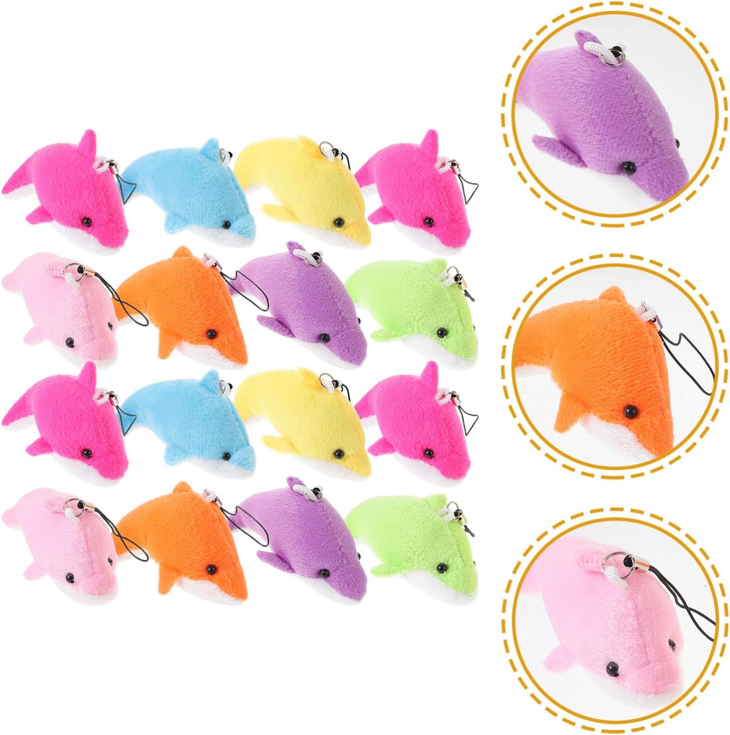 SAFIGLE 25pcs Plush Dolphin Keychains for Bags and Keys