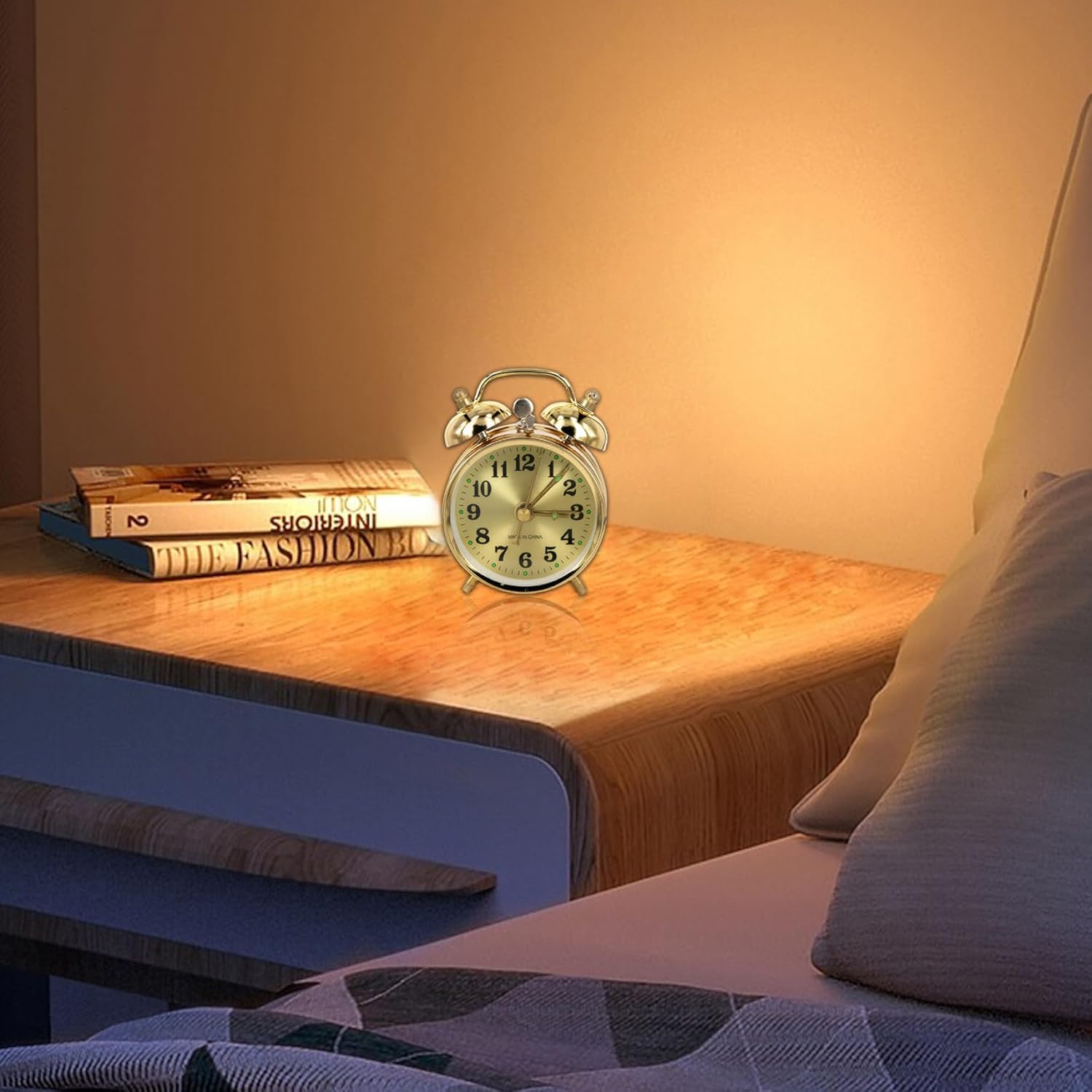 Wind Up Alarm Clock Gold Metal Twin Bell Design