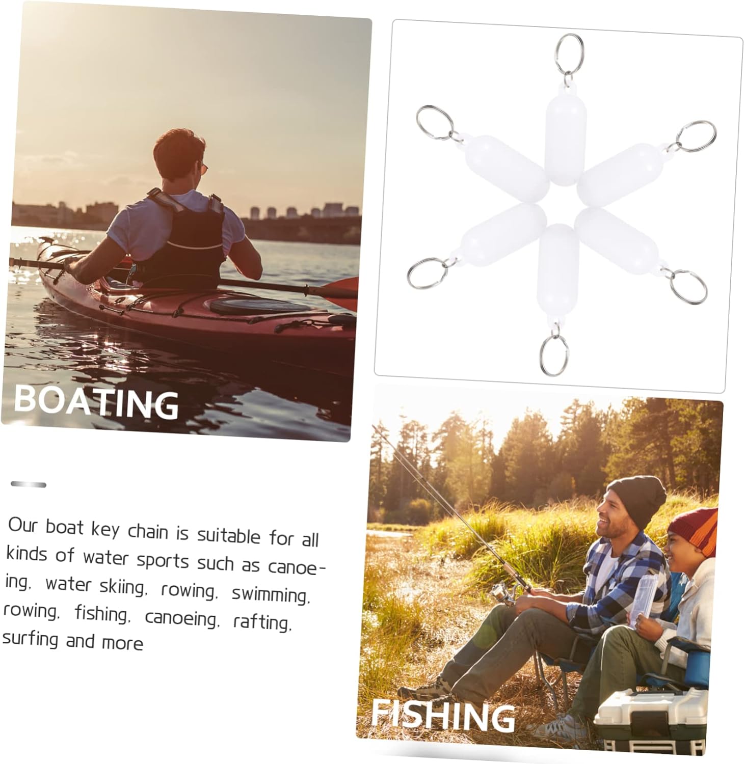 12 Pcs Floating Key Ring Keychain Set for Water Sports