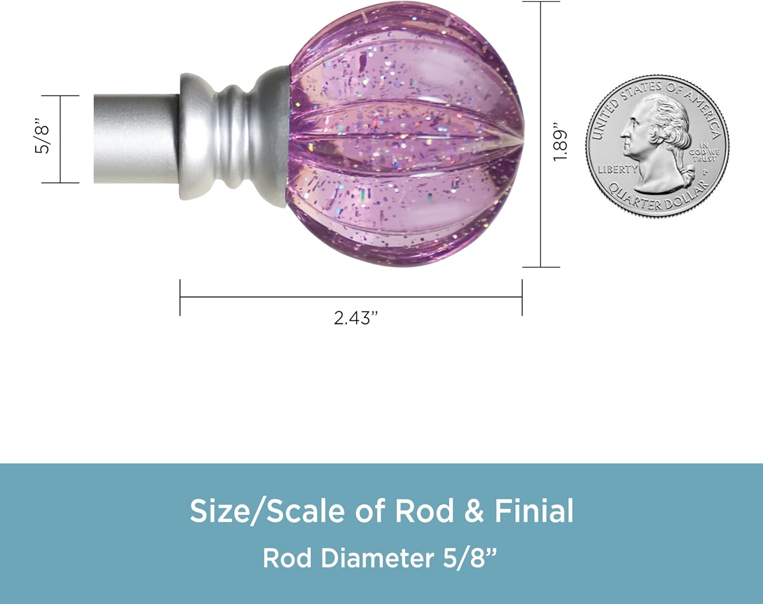 Kenney KN81685 Estrella Purple Sparkle Window Curtain Rod