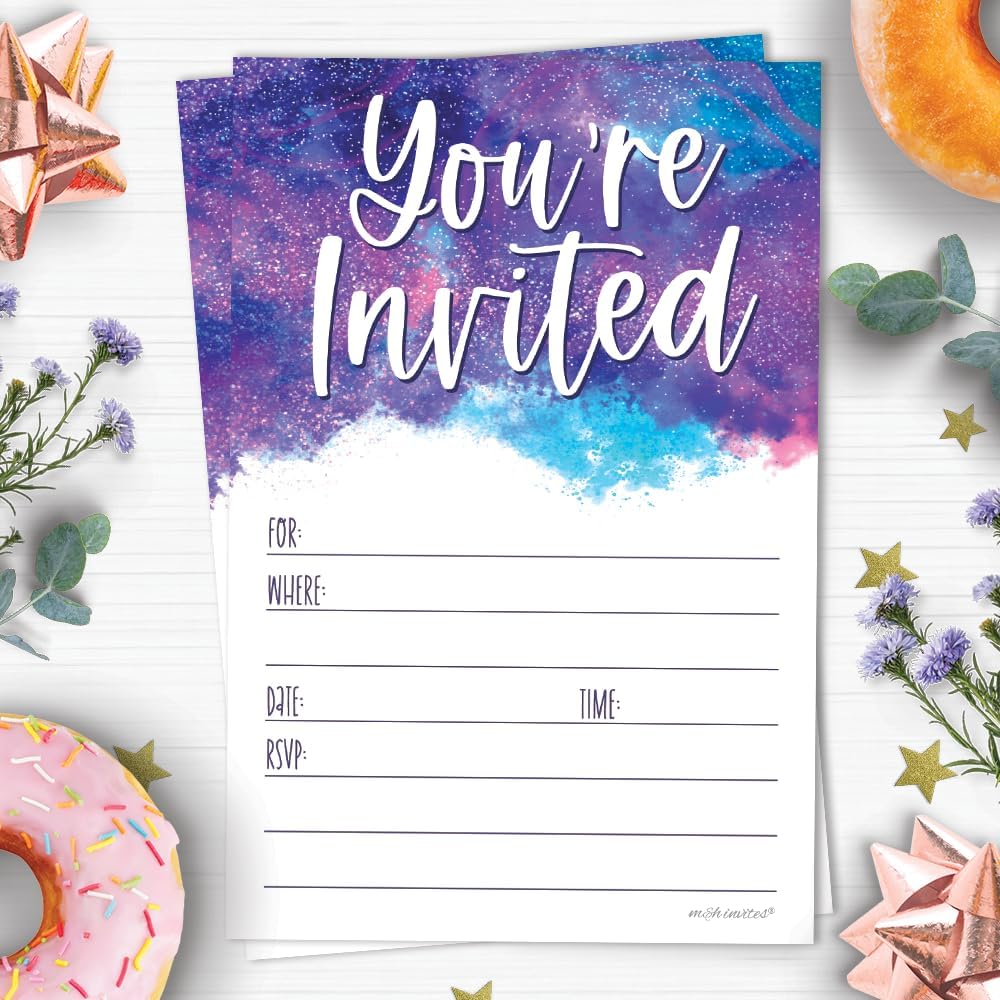 Galaxy Birthday Invitations With Envelopes 20 Count Outer Space Theme