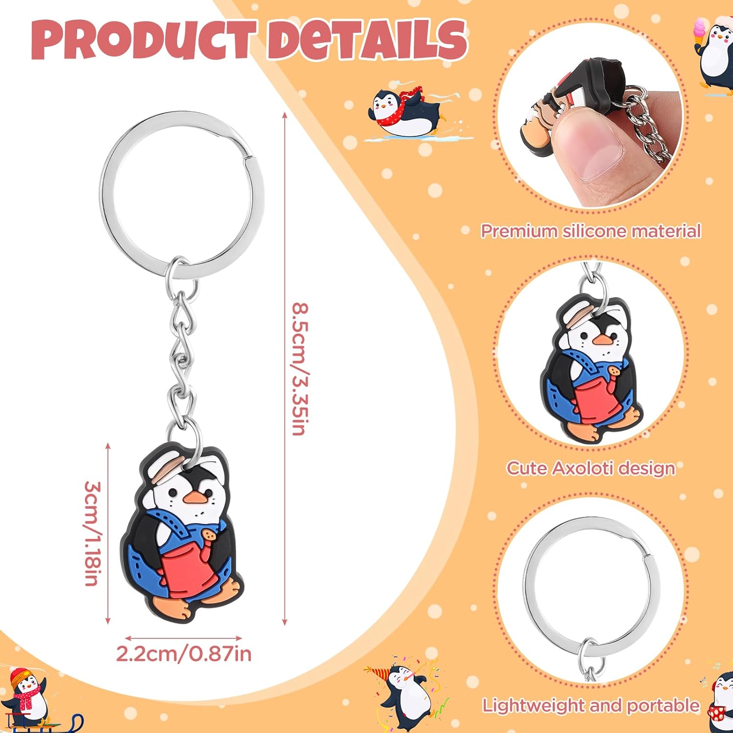24 Piece Penguin Keychain Set 3D PVC Decorations