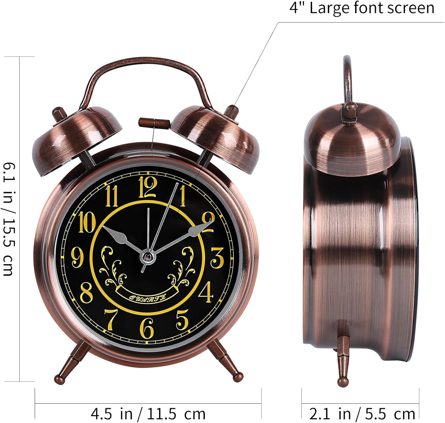 Retro Alarm Clock with Night Light for Kids and Heavy Sleepers