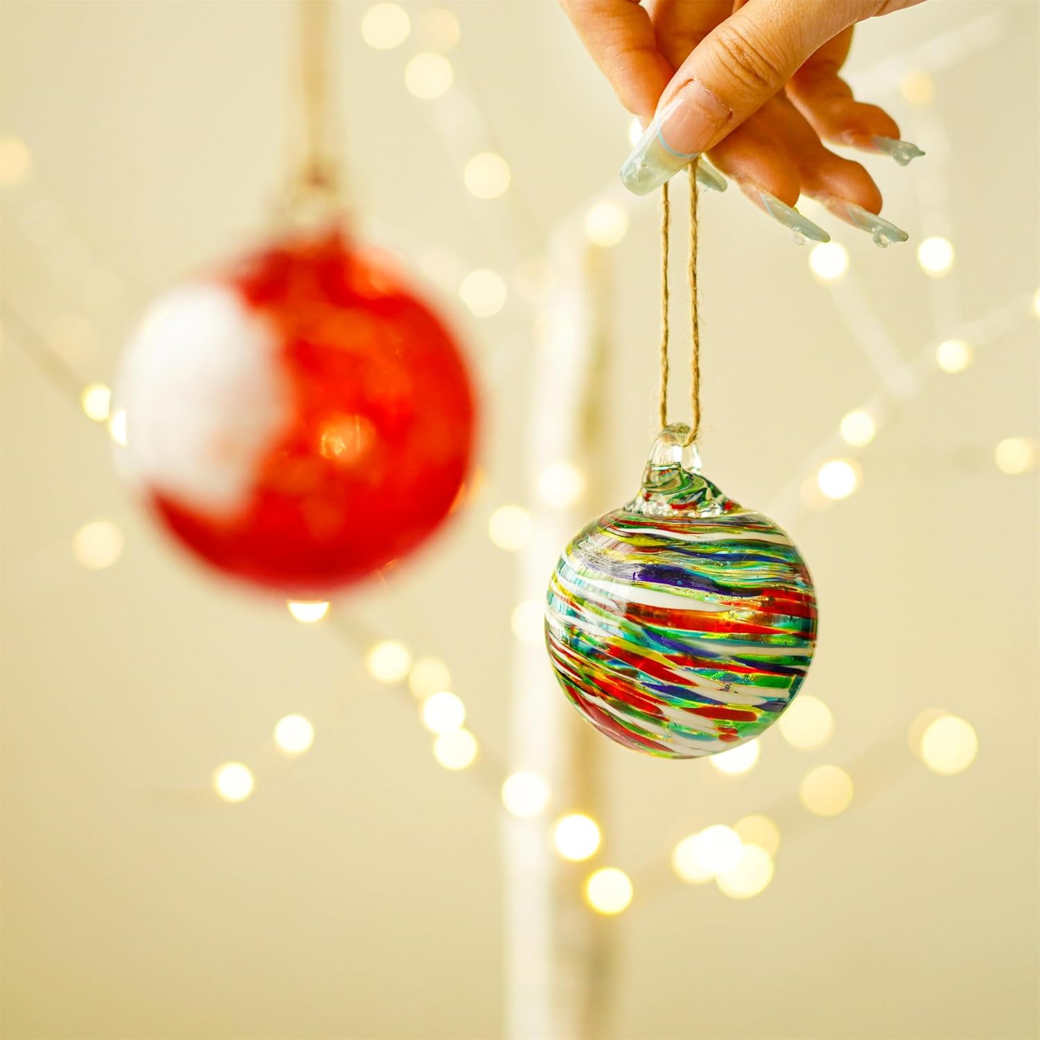 6pcs Hand Blown Glass Friendship Hanging Ornaments
