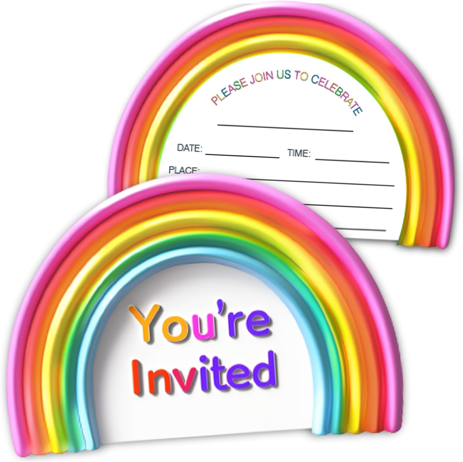 Boho Rainbow Birthday Party Invitation Cards