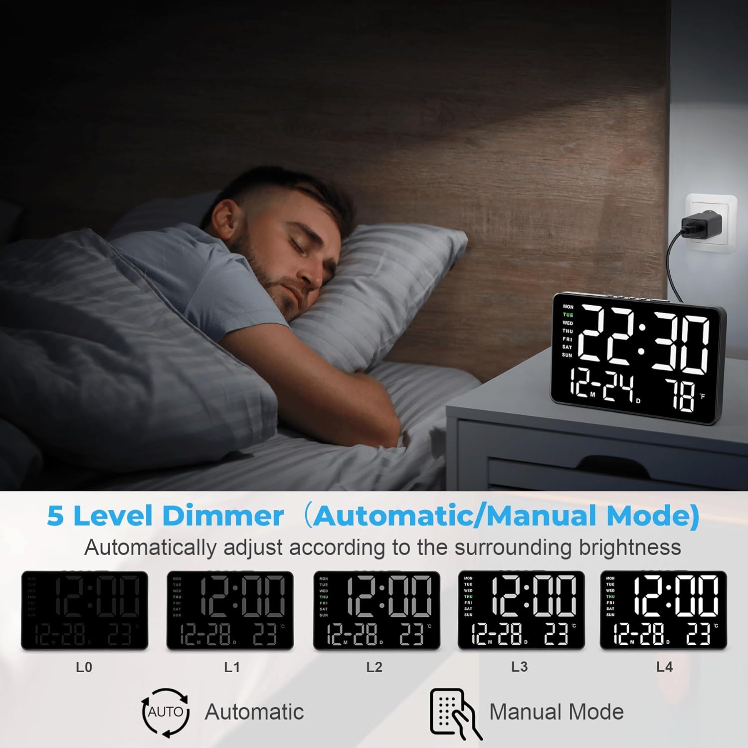 Amgico Digital Clock with Dual Alarms and Snooze