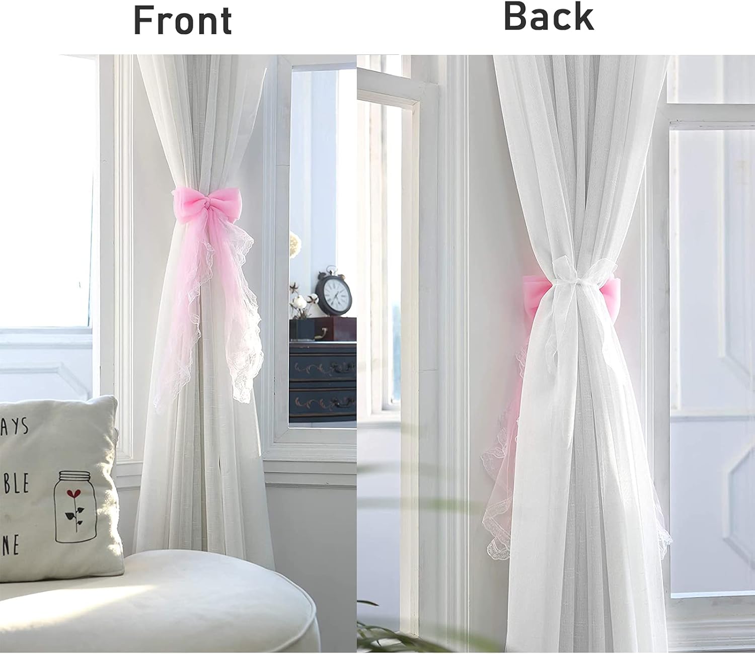 Turbokey Bowknot Curtain Tieback 2 Pcs Pink